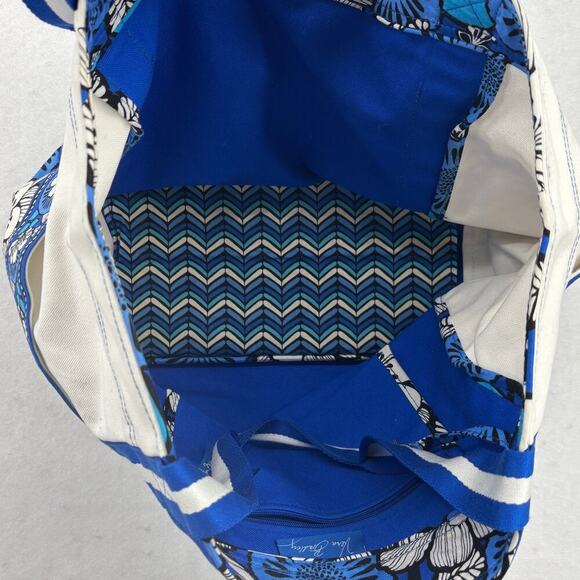 Vera Bradley Tote Blue Bayou Large Open Top Shoulder Bag Beach Travel Weekend - Picture 4 of 12